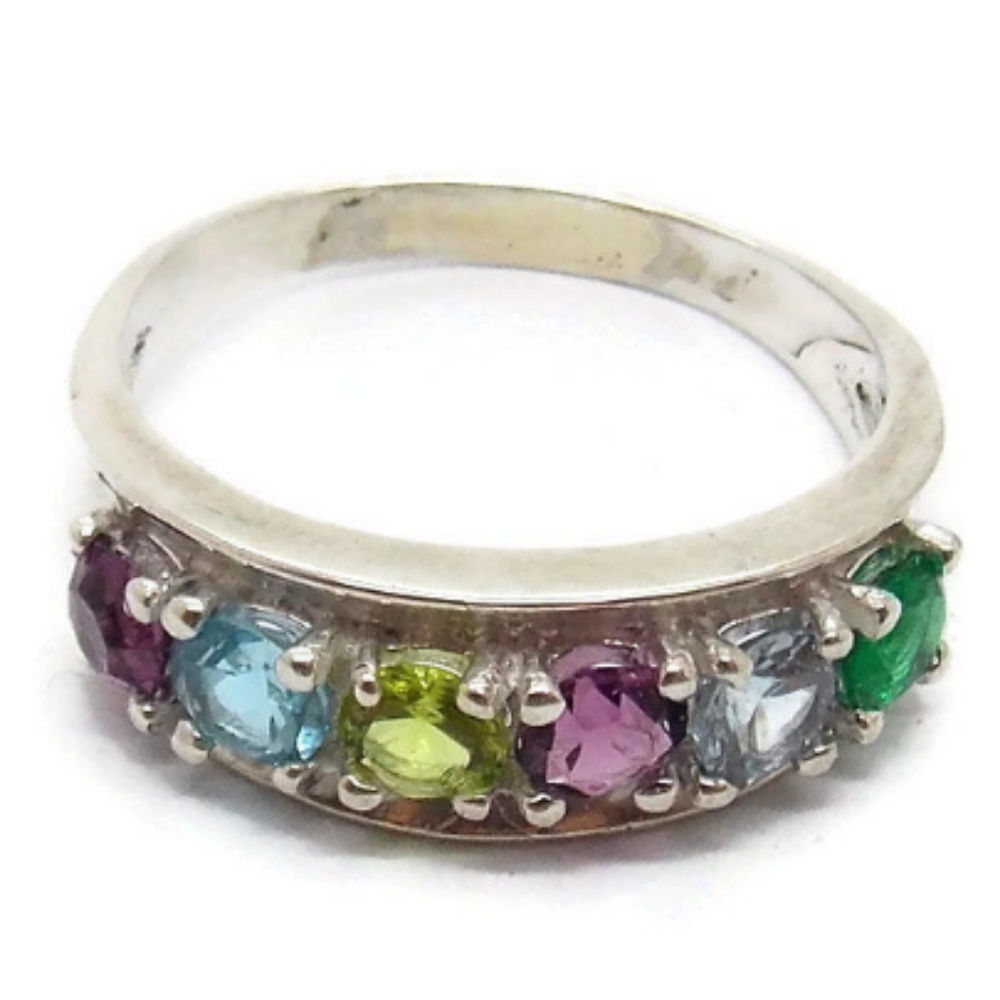 Mother’s Ring  Six Stone .925 Sterling Silver